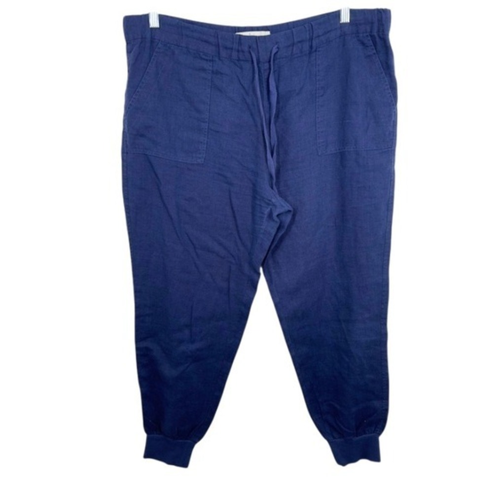 Joie Navy Blue‎ 100% Linen Drawstring Jogger Pants Size Medium Resort Vacation